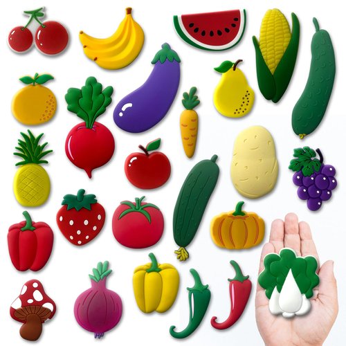 25pcs Refrigerator Magnets for Kids - Fridge Magnet for Toddlers 1-3 Kids Magnets for Fridge Baby Educational Gift, Fruit and Vegetable Magnets for Kids