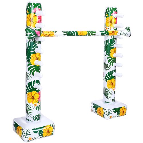 Blueweenly Hawaiian Inflatable Limbo Game Luau Party Games Inflatable Decorations Fun Limbo Stick for Party Limbo Pole for Adults Floral Tropical Summer Beach Pool Easter Party Supplies