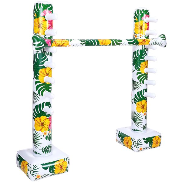 Blueweenly Hawaiian Inflatable Limbo Game Luau Party Games Inflatable Decorations Fun Limbo Stick for Party Limbo Pole for Adults Floral Tropical Summer Beach Pool Easter Party Supplies