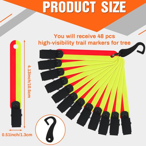 Copkim 24 Pcs High Visibility Trail Markers for Tree Reflective Trail Markers Trail Markers with Clips Hunting Reflector Trail Markers for Tree Stand Hunting Outdoor Hiking Hunting Camping