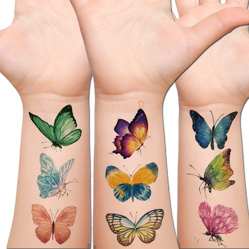 Hohamn Butterfly Temporary Tattoos for Women Gilrs- 100 Styles Colorful Art Tattoos for Women Girls Butterfly Party Favors, Baby Shower