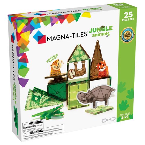 MAGNA-TILES Jungle Animals 25-Piece Magnetic Construction Set, The ORIGINAL Magnetic Building Brand