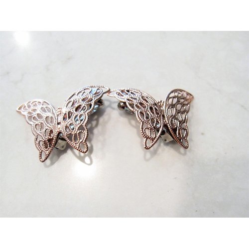 Generic Antique style gold or rose gold butterfly hair clip clamp barrettes (set of two) (Primary color: Gold)