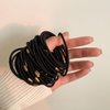 Generic 10 PCS Elastic Hair Ties for Thick Curly Thin Or Any Hair Ponytail Holders Hair Band for Women Girls or Men - 3MM Black With Fancy Gold Bead