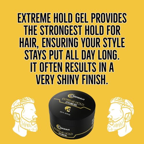 OMWAH Professional Hair Gel Styling Gels Extreme Hold Infused With Vitamins E and B5 Long Lasting Hold Natural Look Add Volume and Texture(Extreme Hold) 8.45 oz.