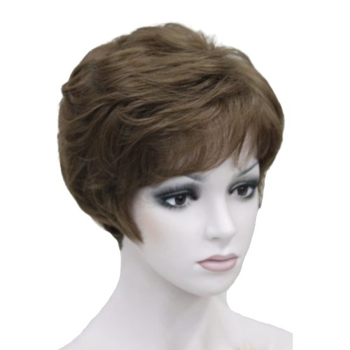 Wiginway Short Straight Synthetic Wigs Wave Shaggy Hairstyle Layered Hair with Bangs for Lady Women