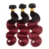 NiegMeag Burgundy Bundles Ombre Deep Wave Human Hair Bundles Brazilian Unprocessed Virgin Hair 3 Bundles 16 18 20 Inch Two Tone Black and Wine Red Bundles Human Hair Extensions…