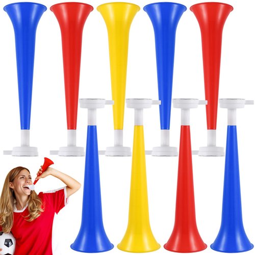 Homoyoyo 10PCS Plastic Trumpet Noise Maker Stadium Horn Sports Game Cheering Pros Party Horns for Events Graduation Party Supplies Favors Accessories (Random Color)