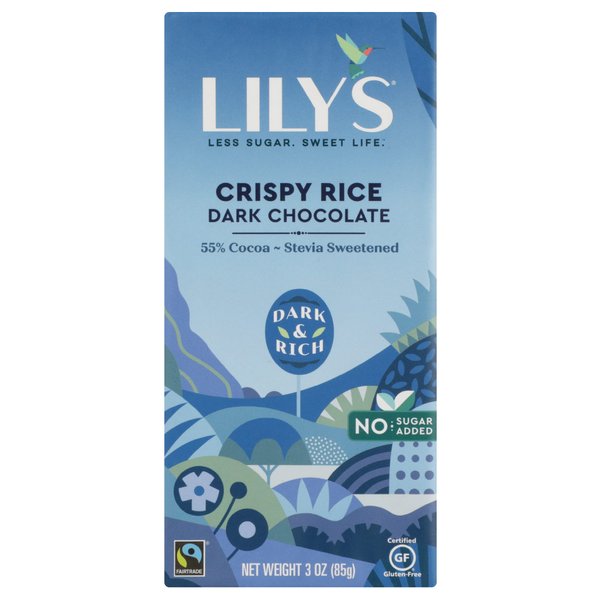 Lily's Dark Chocolate Bar with Stevia, Crispy Rice, 3 Ounce (Pack of 12)