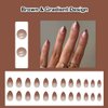 ANDGING Brown Press on Nails Almond Short Ombre Glue on Nails with Gradient Design Fake Nails for Wedding Birthday Women Manicure Acrylic False Nails 24Pcs Gel Stick on Nail with Glue AGJ68OP