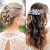 inSowni 17 Pieces Silver Metal Crystal Rhinestone Pearl Bridal Wedding Hair Side Combs Slides+U-shaped Flower Hair Pins+Pearl Twist Spiral Pearl Hairpins for Brides Bridesmaids Women Girls