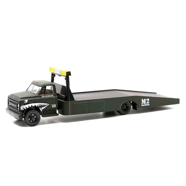 M2 1968 Chevy C60 Flatbed Truck #68 Matt Dark Green with Graphics Maj. G Action Line Limited Edition to 21120 Pieces Worldwide 1/64 Diecast Model Machines 39100-HS01