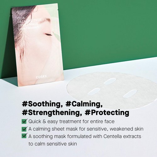 COSRX Cica Calming True Sheet Mask, 21ml/0.71 fl.oz, Centella Face Mask with Centella Asiatica, Lightweight Finish, Parabens Free, Korean Skin Care