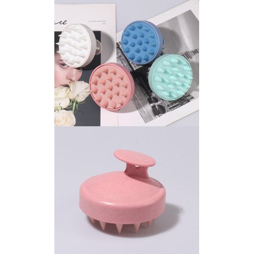 Generic Hair Silicone Scalp Massager Shampoo Brush with Soft Silicone Bristles, Exfoliating, Small, Pink
