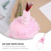 NUOBESTY Happy Birthday Cake Headband Cupcake Hairband Headpiece Hair Band Party Pink Hair Hoop Decorations Photo Props Birthday Head Tiara Hair Accessories for Birthday Party Costume