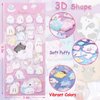 Cute Puffy Ghost Stickers for Kids - Kawaii 3D Hamster Cat Designs for Girls and Teens - Perfect for Notebook, Photo Album, Party Favors,Cards Decorating,4 Sheets.