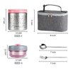 Lille Home Vacuum Insulated Lunch Box Set for Men & Women - Leak-Proof Bento Box, Meal Prep & Food Storage Containers, Lunch Bag, Portable Silverware Set(Pink)
