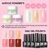 COSCELIA Acrylic Nail Kit with Everything Professional Nail Kit Acrylic Set with Drill Nude Acrylic Powder and 6PC Gel Nail Polish Top Base Coat Glitter Decorations Tips Nail Supplies for Beginners