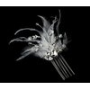 Gorgeous Rhinestone Dazzle WHITE Feather Bridal Hair Comb