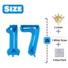 17 Number Balloon Blue 40 inch Big Foil Crown Helium 17th Balloons for 17 Year Old Boy Girl Birthday Party Decorations Wedding Anniversary Events Supplies