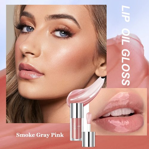 Lip Glow Oil, Moisturizing Lip Oil Gloss, Tinted Lip Oil for Lip Care and Dry Lips