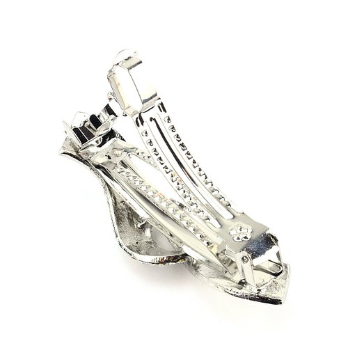Women&#39;s Rhinestone Metal Hair Barrette Clip Hair Pin Antique Silver IMB2102, Multi