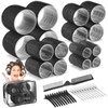 obeoby 4 Sizes Rollers Hair Curlers, 38 Pcs Set Jumbo Hair Rollers 25mm 36mm 48mm 60mm Self Grip Hair Rollers with Clips, Curlers for Long Hair Short Hair Hair Bangs, Black