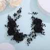 Teyglen Flower Wedding Hair Vine Bridal Black Crystal Beads Headband Vinatge Headpieces Handmade Black Rhinestone Hair Pieces Hair Accessories for Women Girl Party Prom Festival