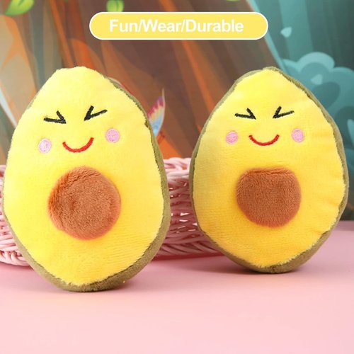 Jowxsx Dog Chew Toy, Avocado Squeaky Dog Toys, Tough & Chew Resistant, Creative Pet Toy, Soft Plush Avocado Shape Tooth Cleaning Dog Chew Toys for Puppy, Small, Middle, Big Dogs Yellow