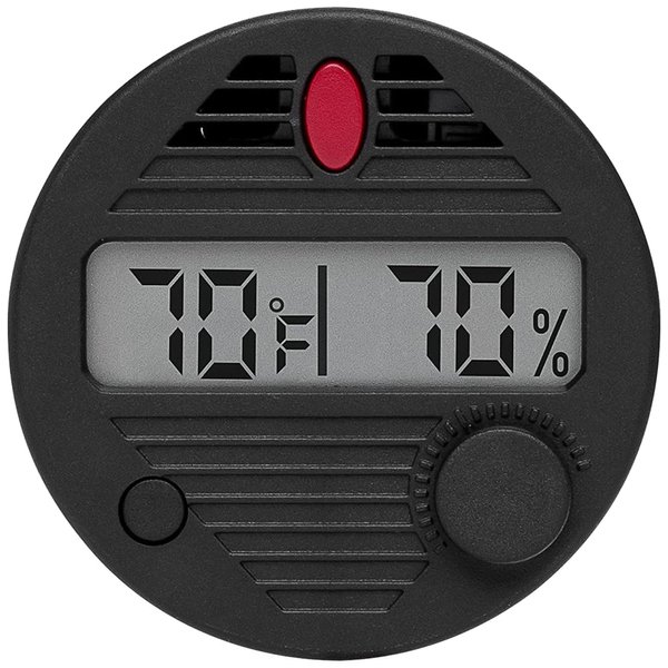 HygroSet II Round Digital Hygrometer for Humidors, 10-Second Refresh Rate, Battery Included, 2% Humidity and 1% Temperature Accuracy for Cigar Humidors