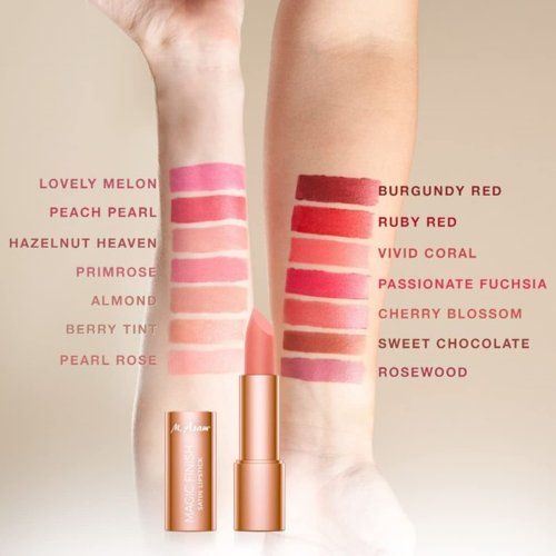 M. Asam Magic Finish Satin Lipstick (0.14 Oz) in a Hazelnut Shade, Long-lasting, Silky matte finish without drying out, creamy texture nourishes with Hyaluronic Acid