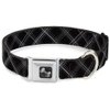 Buckle-Down Seatbelt Buckle Dog Collar - Plaid X Black/Gray - 1.5" Wide - Fits 16-23" Neck - Medium