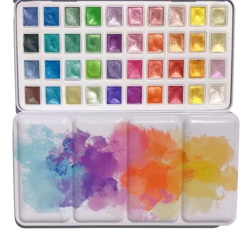 DHASUWT Metallic Watercolor Paints Set, 40 Colors Watercolor Paint, Colourful Painting Kit Model Metallic Pearlescent Watercolor Paint for Art Painting for Adults and Children supplies (2.3ML)