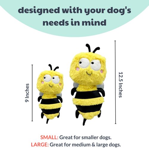 Huxley & Kent Slappies for Dogs | Buzz Bee (Small) | Squeak & Shake Dog Toy | No Stuff Squeaky Toy, TPR Ball in Head | Simulates Hunting Nature for Dogs