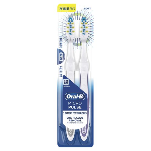 Oral-B Micro Pulse Battery Electric Toothbrush, Soft, 2 Ct