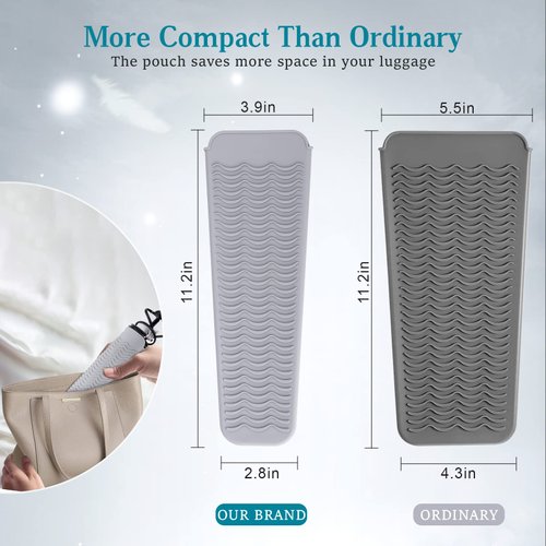 Heat Resistant Mat for Hair Tools,Silicone Curling Iron Holder Pouch for Curling Wand,Portable Flat Iron Travel Case Cover Styling Station Pad Organizer for Hair Straightener