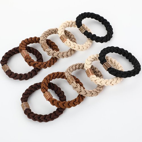 10Pcs Stylish Women Girls Hair Ties, 5 Colors for Hair Bands, 2.36 Inch Diameter Hair Tie for Thick Hair High Ponytail Holders