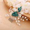 BERYUAN Pearl Flower Crystal Hair Comb for Bride Women Cute Comb Rhinestone Wedding Crystal Hair Accessories for Women and Girls peacock blue