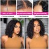 GOLFMAX Glueless Wigs Pre Cut 4X4 Lace Closure Wig Deep Wave Curly Bob 14 Inch Wet and Wavy Lace Front Human Hair Wigs With Elastic Band