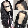 BASEMMAHER 26 Inch Body Wave Lace Front Wigs Pre-Plucked Glueless Wigs Wave Lace Front Wigs Natural Black Synthetic Artificial Fiber Human Hair Lace Frontal Wigs for Women