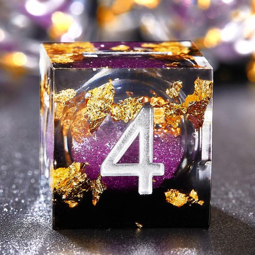 Joylord Sharp Edge Resin Dice Set for Dungeons and Dragons | Liquid Core & Gold Foil Design | Handcrafted Polyhedral DND Dice | RPG D and D Role Playing Games Dice Set D&D Dice | D20 D12 D10 D8 D6 D4