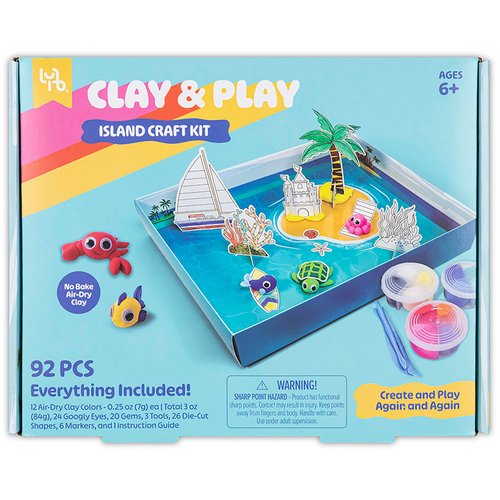 Little Yellow Bicycle: Clay & Play: Island Adventure Craft Kit - 92pcs, DIY All-in-1 Sensory Set, No Bake Air-Dry, Create - Learn - Play, Kids 6+