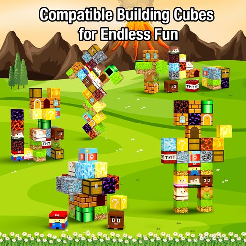 APLX Magnetic Blocks Cubes for Toddlers Boys and Girls Aged 3+, 28 Pieces Magnet Set STEM Building Toys, Creative Christmas Birthday Gifts for Kids