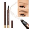 Espoce Eyebrow Pencil, 2Pcs Waterproof Microblading Eyebrow Pens, 4 Tip Precise Eye Brow Makeup Pen for Women to Effortlessly Create Hair Like Natural Brows, Non Dry Out and Last All Day (Brown)