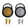 2Pcs Holographic Mirror Nail Powders Solid Chrome Pigment Gold and Silver Effect Pure Metallic Dust Sequins for Nail Art Decoration Chrome Nail Powder for Gel Nails