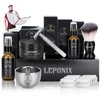 Shaving Kit for Men, Include Safety Razor, Sandalwood Shaving Cream, Mens Aftershave, Pre Shave Oil, Shaving Brush and Bowl, Shaving Apron Bib -Unique Gifts for Men Him Stocking Stuffers