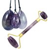 mookaitedecor Amethyst Roller Massager Tool & Yoni Eggs Set of 3, Predrilled with Unwaxed String, Massage Stones for Women