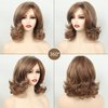 SEVENCOLORS Short Blonde Wavy Wigs for White Women Natural Layered Curly Bob Wigs Side Part Synthetic Hair Brown Wigs for Women