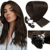 LaaVoo U Tip Hair Extensions Real Human Hair Brown U Tips Hair Extensions Medium Brown Remy Hair Extensions Utips Hot Fusion Straight Pre Bonded Extensions 50g 50s 16 Inch
