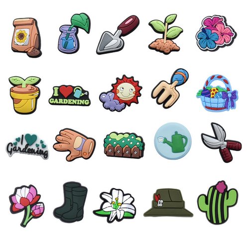 20 Pcs Gardening Shoe Charms Horticultural Shoe Charms Gardening Shoe Decoration Charms for Clog Sandals Wristband Decor, Gardening Shoe Accessories for Kids Teens Adults Party Favors Birthday Gifts